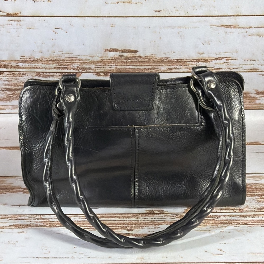 Patricia Nash Rienzo Black Leather Satchel Tan Interior Medium – Used - Picture 4 of 16